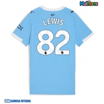 Camisa de Futebol Manchester City Rico Lewis #82 Equipamento Principal Mulheres 2025-26 Manga Curta
